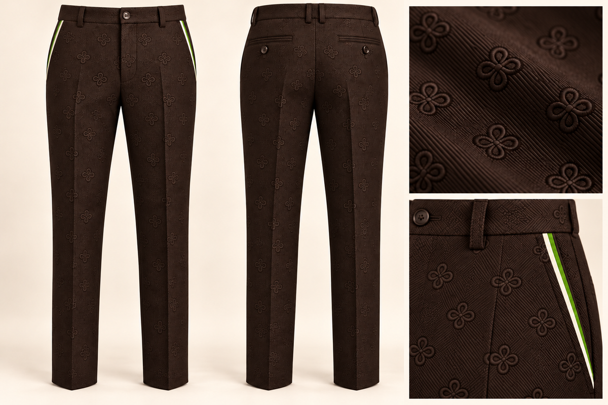 brown monogram pants