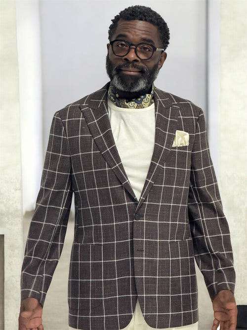 Amoor Black Label | Chocolate Window Pane Sport Coat