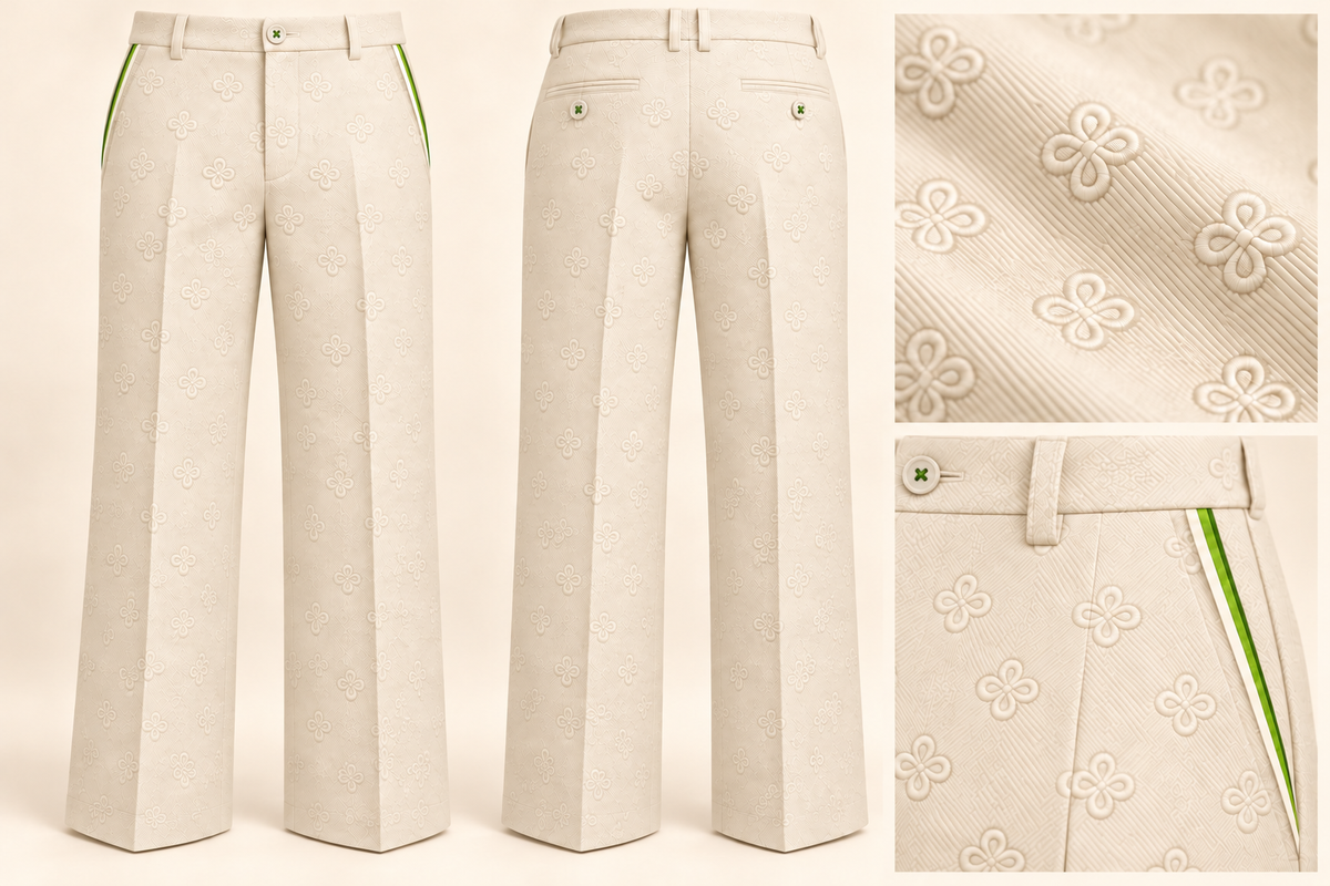 CREAM FLARED MONOGRAM PANT